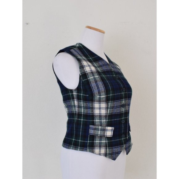 Vintage Sleeveless 90s Pendleton Plaid Waistcoat Vest - Picture 5 of 10